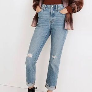 MADEWELL HIGH RISE SLIM CROPPED BOYFRIEND DISTRESSED